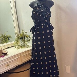 Chic Black Maxi Dress with White Polka Dots